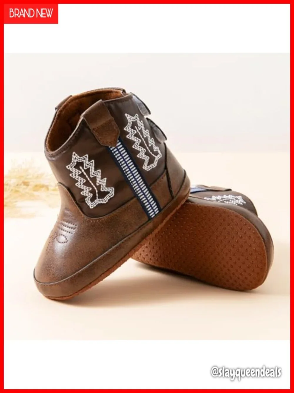 Leather Western Boots Ankle Bootie Soft Sole Non-Slip Crib Shoes